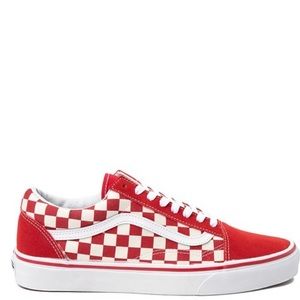 Vans Old Skool Checkerboard Skate Shoe - Red/White